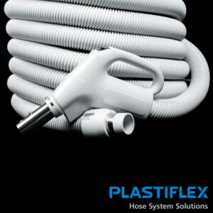 Plastiflex Electric Crushproof Central Vacuum Suction Hose with Pistol Grip Swivel Handle - 40 ft x 1 3/8 inch Light Grey - HL140, Plastiflex HL140 Crush-Proof Central Vacuum Hose with Pistol Grip Swivel Handle & Friction Fit, Light Grey (40 ft. x 1.375 in.), Plastiflex HL140 Electric Crushproof Suction Hose for Central Vacuums, 40 ft x 1.375 inch, with Pistol Grip Swivel Handle and 3-Way On/Off Control