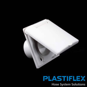 BI075 Central Vacuum Designer Inlet Valve with White Full Door & Back Plate