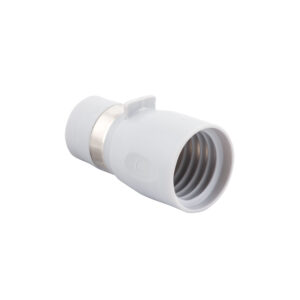 BI108G Light Grey Central Vacuum Hose End, 1-3/8 Inch with Metal Band