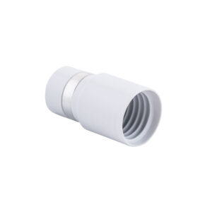 BI105G Light Grey Central Vacuum Hose End, 1-1/4 Inch with Metal Band