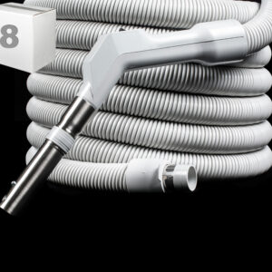 Hiflex Low Voltage Crushproof Central Vacuum Hose with Swivel Pistol Grip - 35 ft x 1 3/8 inch Light Grey - HFL13835BGCS-8, Hiflex HFL13835BGCS-8 Low Voltage Central Vacuum Hose with Swivel Pistol Grip, Light Grey (35 ft. x 1.375 in.)